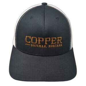 Yupoong Trucker Hat Black White One Size Snapback Bozeman Montana Embroidered